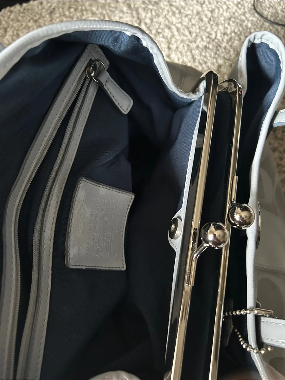 Coach Silver Signature Satin Tote Mint Condition 2010-2011